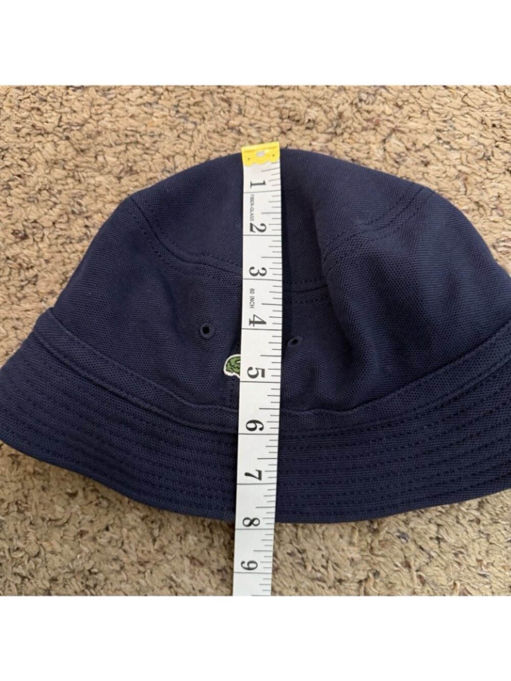 Lacoste Pique Bucket Hat Logo Cotton Navy Blue Y2K 90's Vintage-Style Womens M - Picture 12 of 12